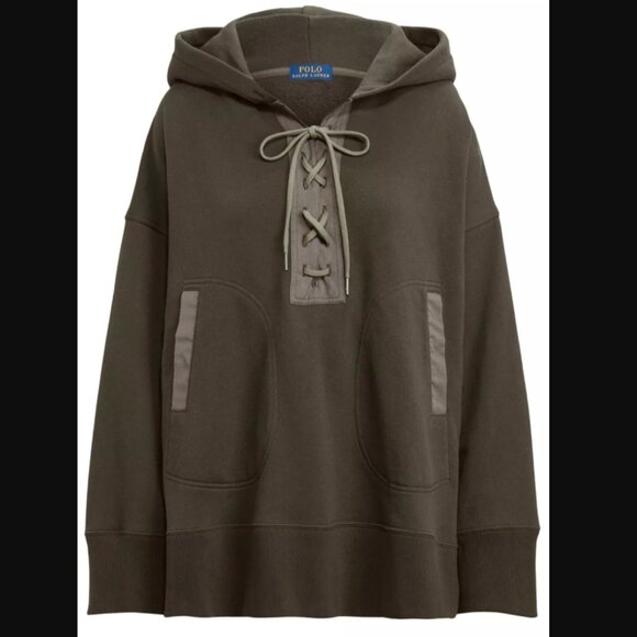 Polo Ralph Lauren Tops - Polo Ralph Lauren Seasonal Fleece Lace Up Hooded Pullover Size Medium/Large